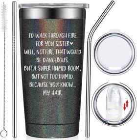 img 4 attached to 🎁 Fufendio Sister Gifts from Sister - Like Sisters in Law Funny Christmas Valentines Secret Birthday Gifts: Tumbler Cup with Straw for Soul Little Big Sister, Women & Best Friend from Brother