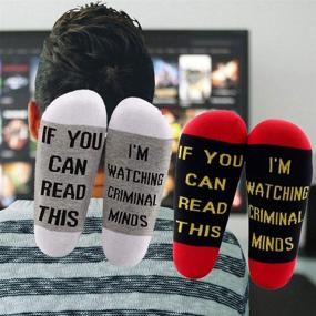 img 1 attached to 👀 Criminal Minds Inspired Gift: LEVLO - I'm Watching Criminal Minds Cotton Socks for Fans