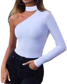 img 4 attached to PRIMODA Shoulder Bodysuit Stretchy Leotards Women's Clothing