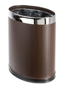 img 2 attached to Invisi-Overlap Metal Trash Can - A Stylish Open Top Small Office Wastebasket with Oval Shape (Wood Look)