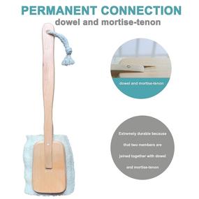 img 1 attached to Премиум натуральная эксфолирующая ванна лофа на палке с длинной деревянной ручкой - душевая губка для скрабирования тела для мужчин и женщин (упаковка из 1 шт.)