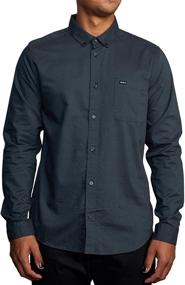 img 3 attached to RVCA Oxford Sleeve Button Pirate Men's Clothing in Shirts