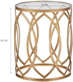 img 2 attached to Madison Park Arlo Accent Tables - Glass Top Hollow Round with Small Metal Frame, Geometric Eyelet Pattern, Luxe Modern Stylish Nightstand for Living Room, Bedroom Furniture in Gold