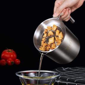 img 2 attached to 🍳 1.8L/1.9 Quart Stainless Steel Oil Strainer and Container for Kitchen Cooking - SUS 304# 18-8 Grease Can with Drip Pan for Easy Cleaning - Bacon Grease Keeper