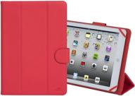 rivacase 3137: universal 10 inch tablet cover case in red vegan leather - smart and protective design with camera access logo