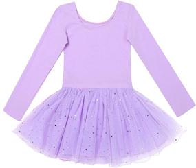 img 4 attached to CHICTRY Shiny Sequin Tulle Skirted Dance Ballet Dress for Girls: Classic Long Sleeve Party Leotard