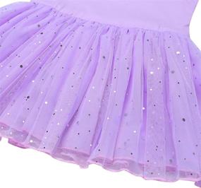 img 2 attached to CHICTRY Shiny Sequin Tulle Skirted Dance Ballet Dress for Girls: Classic Long Sleeve Party Leotard