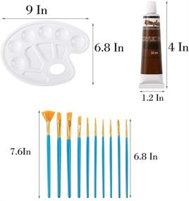 img 3 attached to 🎨 Набор акриловых красок Yangbaga - 16 ярких цветовых туб (20мл/0.7 унций) для холста, дерева, ткани и др. - Акриловые краски, безопасные для здоровья, с 10 кисточками и палитрой - Идеально подходит для взрослых, детей, начинающих и профессионалов.