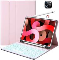 ipad pro 12.9 2021 touchpad keyboard case - 12.9-inch ipad pro 5th/4/3rd gen - 7 colors backlit - wireless detachable - pencil holder - stand cover with auto sleep/wake logo