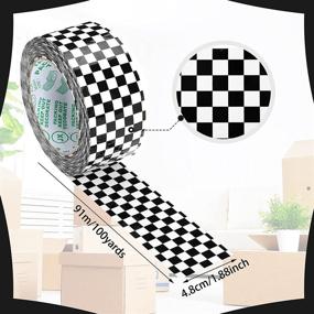 img 3 attached to Race-Inspired Checkered Flag Tape for DIY Crafts & Scrapbooking - 1.88 Inches x 100 Yards