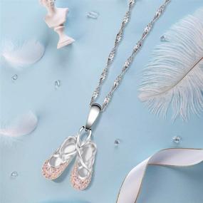 img 1 attached to 💎 GemsChest 925 Sterling Silver Ballerina Necklace: Sparkling Cubic Zirconia Ballet Slippers Jewelry for Women, Girls, Teens & Dancers