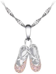 img 4 attached to 💎 GemsChest 925 Sterling Silver Ballerina Necklace: Sparkling Cubic Zirconia Ballet Slippers Jewelry for Women, Girls, Teens & Dancers