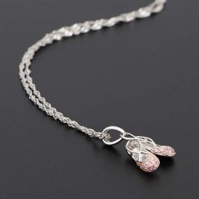 img 2 attached to 💎 GemsChest 925 Sterling Silver Ballerina Necklace: Sparkling Cubic Zirconia Ballet Slippers Jewelry for Women, Girls, Teens & Dancers