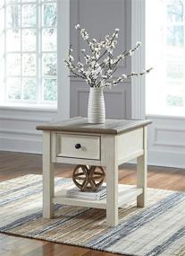 img 2 attached to 🏡 Farmhouse Square Two Tone End Table, Antique White by Signature Design - Ashley Bolanburg
