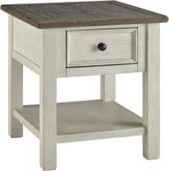 🏡 farmhouse square two tone end table, antique white by signature design - ashley bolanburg логотип