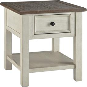 img 3 attached to 🏡 Farmhouse Square Two Tone End Table, Antique White by Signature Design - Ashley Bolanburg