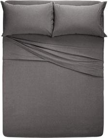 img 1 attached to 🛏️ Dark Gray King Size Jersey Cotton Sheets - 4-Piece Set | Extra Soft All Season Bed Sheets | Cozy T-Shirt Heather Sheets | Deep Pocket Fitted Sheet, Flat Sheet, Pillow Cases