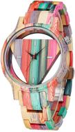🌲 inverted geometric wood watch: stylish handmade quartz timepiece for men logo