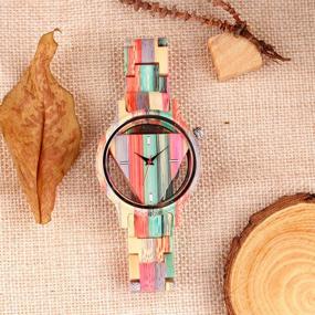 img 2 attached to 🌲 Inverted Geometric Wood Watch: Stylish Handmade Quartz Timepiece for Men