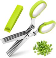 🌿 x-chef herb scissors: 5-blade kitchen herb shears for easy herb cutting and chopping - stainless steel, safety cover and cleaning comb included logo