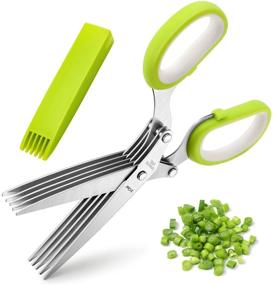 img 4 attached to 🌿 X-Chef Herb Scissors: 5-Blade Kitchen Herb Shears for Easy Herb Cutting and Chopping - Stainless Steel, Safety Cover and Cleaning Comb Included