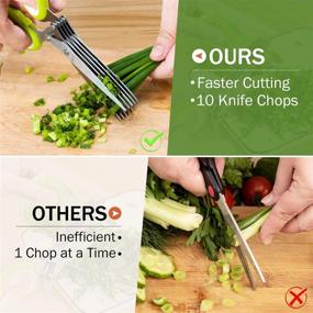 img 2 attached to 🌿 X-Chef Herb Scissors: 5-Blade Kitchen Herb Shears for Easy Herb Cutting and Chopping - Stainless Steel, Safety Cover and Cleaning Comb Included