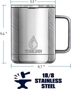 img 2 attached to Yoelike 14 oz Coffee Mug with Lid and Handle: Double Wall Vacuum Insulated Travel Cup for Hot/Cold Drinks - Stainless Steel, Dishwasher Safe, Leak Proof - Black