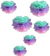 бумажные цветы unicorn mols - воздушные шарики из бумажной ткани - подвесной цветочный шар для украшения вечеринки для детей и дня рождения единорога - комплект из 6 штук логотип