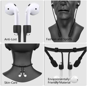 img 1 attached to 🎧 Петля для Airpods GOGOSODU - Силиконовый антипотерянный проводной кабель для спортивного ошейника для Airpods Pro, 1 и 2 от GOGOSODU - совместим с беспроводной зарядкой (черный)