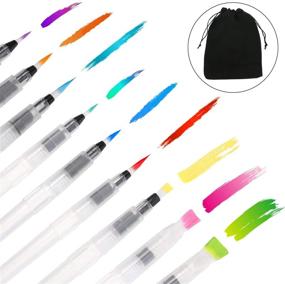 img 3 attached to 🖌️ Watercolor Brush Pen Set of 18 Water-Drawing Pens with Velvet Bag – Ideal for Watercolor Painting, Markers, Solid or Powdered Pigments