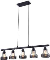 🔆 mirrea 5-light rustic ceiling light fixture for kitchen island, black painted logo