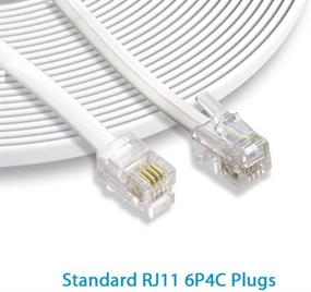 img 1 attached to 📞 SHONCO 2 упаковки 6-метрового телефонного удлинительного кабеля с линии провода с RJ11 6P4C разъемами для проводного телефона- белый