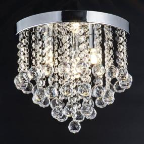 img 2 attached to ZEEFO Crystal Chandelier: Elegant Flush Mount Lighting for Hallway, Bedroom, and More - Silver 11.8 Inches Diameter