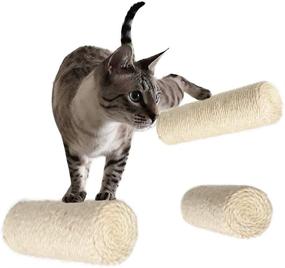 img 4 attached to 🐾 Set of 3 Wall-Mounted Sisal Cat Scratch Posts with Perches - Interactive Scratching Surfaces, Climbing Shelves, and Stairs for Kittens