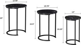 img 3 attached to Black Round Nesting Tables by Lavish Home, Largest Dimensions: (Diameter) 17.75”x (H) 25”, Medium: (D) 15.75”x (H) 22.5”, Small: (D) 12”x (H) 20.25”