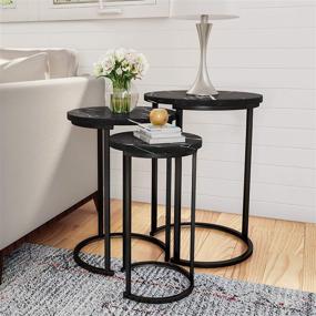 img 4 attached to Black Round Nesting Tables by Lavish Home, Largest Dimensions: (Diameter) 17.75”x (H) 25”, Medium: (D) 15.75”x (H) 22.5”, Small: (D) 12”x (H) 20.25”