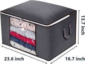 img 1 attached to 👜 Luxury Grey 23Gal Large Capacity Clothes Storage Bag Organizer | Thick Fabric, Reinforced Handle | Perfect for Comforters, Blankets, Bedding | Foldable with Sturdy Zipper & Clear Window