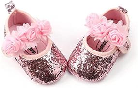 img 3 attached to Premium Isbasic Toddler Pincess Christening Baptism Girls' Flats: Stylish & Comfortable Shoes