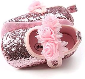 img 2 attached to Premium Isbasic Toddler Pincess Christening Baptism Girls' Flats: Stylish & Comfortable Shoes