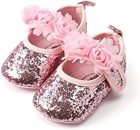 img 4 attached to Premium Isbasic Toddler Pincess Christening Baptism Girls' Flats: Stylish & Comfortable Shoes