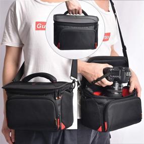 img 2 attached to 📷 Непревзойденная защита: Водонепроницаемая сумка-плечо для шоков для фотокамер DSLR Canon, Nikon, Sony, Olympus и Fujifilm от FOSOTO.