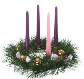 img 1 attached to Exquisite Roman Golden Pine Cone Advent 🌲 Wreath with Purple Ribbon - Perfect for Christmas Decorations