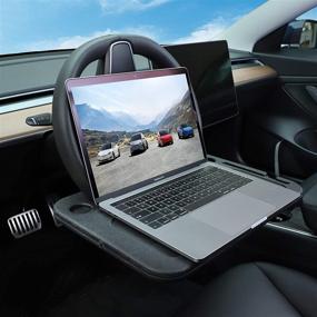 img 4 attached to Ultimate Steering Wheel Desk for Tesla Model Y and Model 3 | BASENOR Black 2021 UPGRADE (No Steering Wheel Damage)