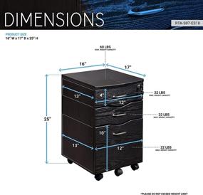 img 1 attached to 🗄️ Espresso Rolling Storage and File Cabinet by Techni Mobili