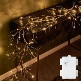 img 4 attached to 6ft Pre-lit Twig Garland Lights – Battery Operated with Timer, Warm White LED Lighted Birch Vines for Mantle, Ideal for Christmas All Year Round