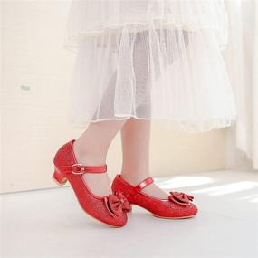 img 3 attached to Walofou Flower Girls Dress Shoes: Perfect Heeled Mary Janes for Weddings and Parties, Ideal Flats for Kids and Toddlers