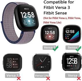 img 3 attached to Мягкие регулируемые нейлоновые ремешки для Fitbit Sense и Versa 3 - Полуночно-синий/Неон-лайм