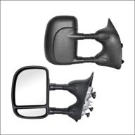 π black towing mirrors replacement for 1999-2016 ford f-250 f-350 f-450 f-550 super duty - manual, non-heated, non-signal (set of 2) logo