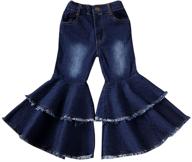 stylish ribbed bell bottoms for toddler girls - fybitbo fashionable flare leggings denim pants logo