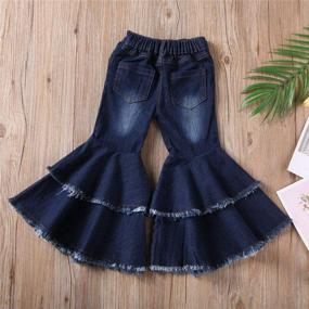 img 2 attached to Stylish Ribbed Bell Bottoms for Toddler Girls - FYBITBO Fashionable Flare Leggings Denim Pants